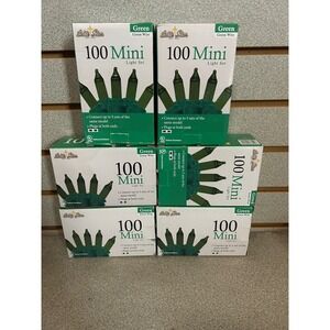Lot of 6 Brite Star 100 Mini Light Set Green Bulbs Green Wire Indoor Outdoor